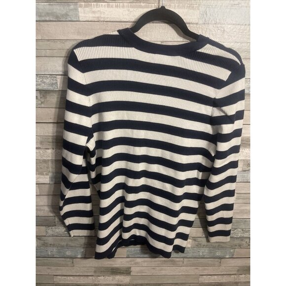 Women’s Lane Bryant sweater lace up striped blue white plus size 18/20 - Picture 4 of 8
